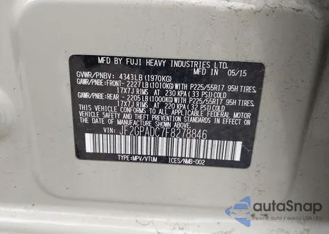 2015 Subaru Xv Crosstrek 2.0I Premium z USA, uszkodzony, nr VIN JF2GPADC7F8278846